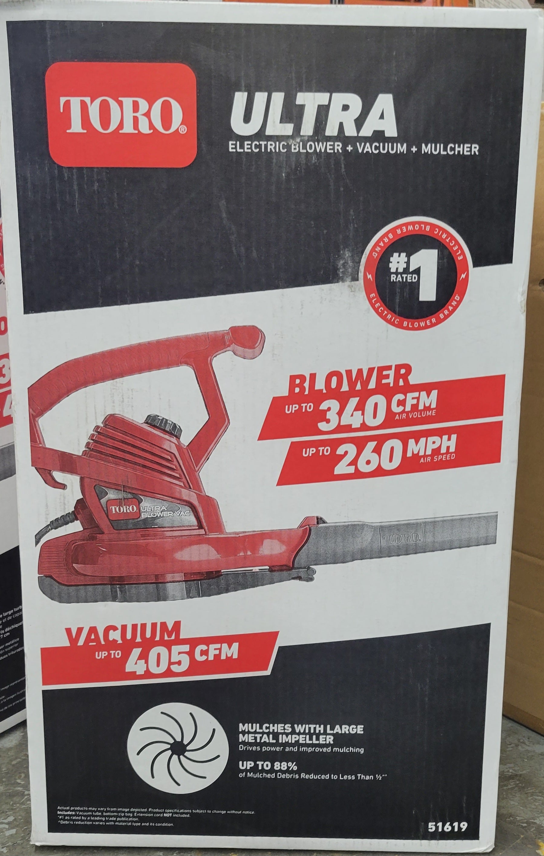 Toro Ultra 260 MPH 340 CFM Electric 12 Amp Blower/Vacuum/Mulcher (8082354340078)
